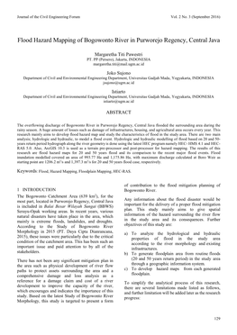 Flood Hazard Mapping of Bogowonto River in Purworejo Regency, Central Java