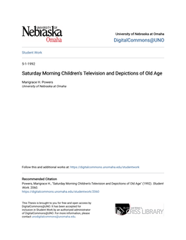 Saturday Morning Children's Television and Depictions of Old Age