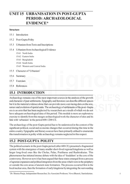 Unit 15 Urbanisation in Post-Gupta Period: Archaeological Evidence*