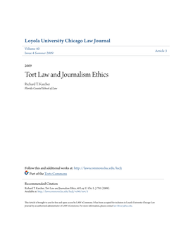 Tort Law and Journalism Ethics Richard T