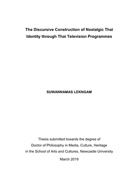 The Discursive Construction of Nostalgic Thai Identity Through Thai Television Programmes