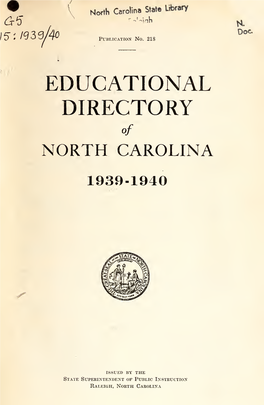 EDUCATIONAL DIRECTORY of NORTH CAROLINA 1939-1940