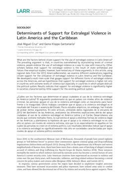 Determinants of Support for Extralegal Violence in Latin America and the Caribbean