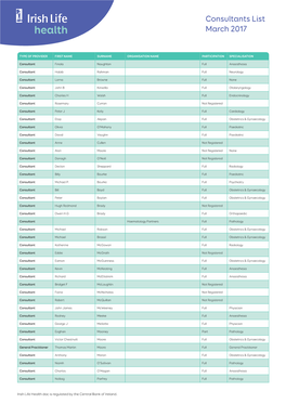 Consultants List March 2017