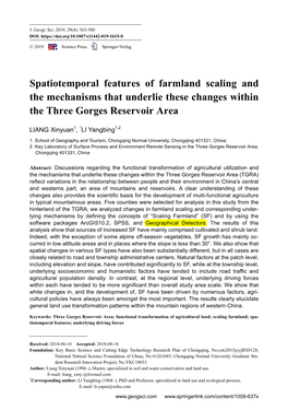 Spatiotemporal Features of Farmland Scaling and the Mechanisms That Underlie These Changes Within the Three Gorges Reservoir Area