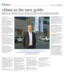 «Data As the New Gold» Pioneer the Only Business Intelligence Company in Liechtenstein Called Ppmc Group Is Located in Ruggell