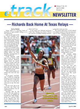 — Richards Back Home at Texas Relays —