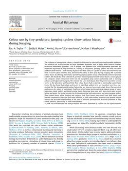 Colour Use by Tiny Predators: Jumping Spiders Show Colour Biases During Foraging