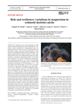 Risk and Resilience: Variations in Magnesium in Echinoid Skeletal Calcite