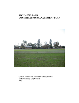 Richmond Park Conservation Management Plan