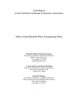 Effect of Sand Backfill When Transplanting Palms