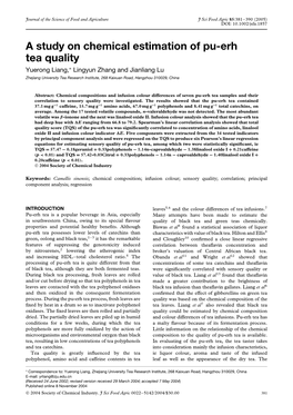 A Study on Chemical Estimation of Pu-Erh Tea Quality