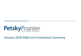 January 2018 M&A and Investment Summary