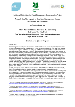 Holnicote Multi-Objective Flood Management Demonstration Project