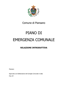 Relazione Introduttiva Piano Di Emergenza Comunale