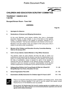 (Public Pack)Agenda Document for Children and Education Scrutiny