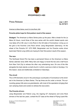 Press Release July 1, 2011 No