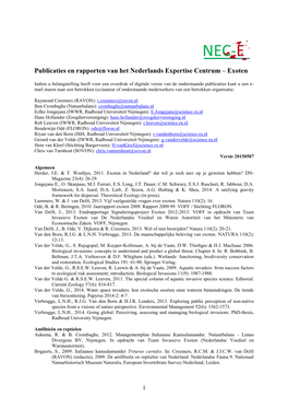 Publicaties En Rapporten Over Exoten Van NEC-E Partners