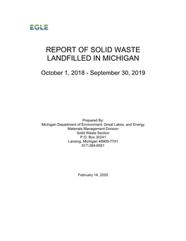 Report of Solid Waste Landfilled in Michigan