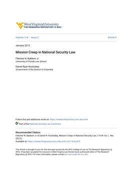Mission Creep in National Security Law