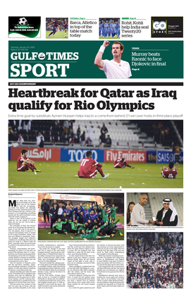 Heartbreak for Qatar As Iraq Qualify for Rio Olympics