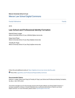 Law School and Professional Identity Formation