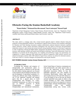 Obstacles Facing the Iranian Basketball Academy