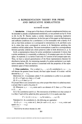 A Representation Theory for Prime and Implicative Semilattices