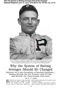 Why the System of Batting Averages Should Be Changed