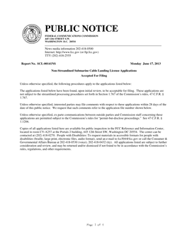 PUBLIC NOTICE FEDERAL COMMUNICATIONS COMMISSION 445 12Th STREET S.W