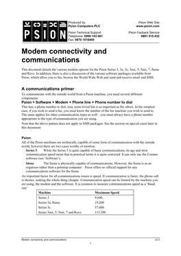 Modem Connectivity and Communications