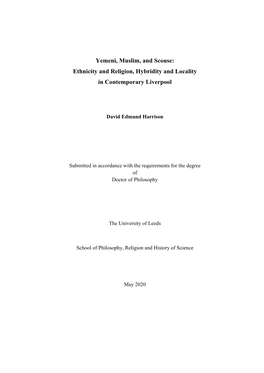 Yemeni, Muslim, and Scouse: Ethnicity and Religion, Hybridity and Locality in Contemporary Liverpool