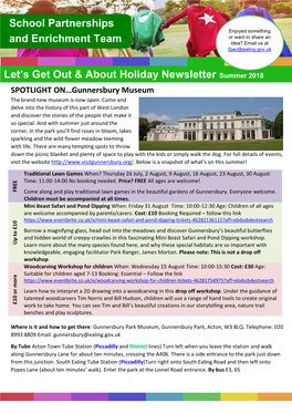 Let's Get out & About Holiday Newsletter Summer 2018 School