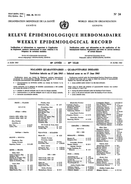 Relevé Épidémiologique Hebdomadaire Weekly Epidemiological Record