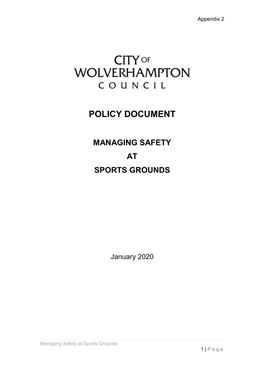 Policy Document Managing Safety at Sports Grounds