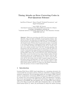 Timing Attacks on Error Correcting Codes in Post-Quantum Schemes