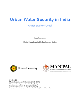 Urban Water Security in India