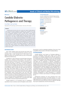 Candida Glabrata- Pathogenesis and Therapy