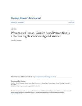 Gender-Based Persecution Is a Human Rights Violation Against Women Priscilla F