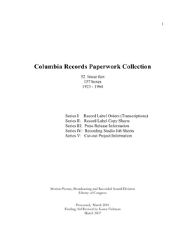 Columbia Records Paperwork Collection