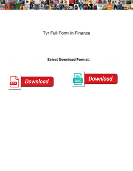Tvr Full Form in Finance