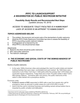 Pffc to Launch/Support a Washington Dc Public Restroom Initiative