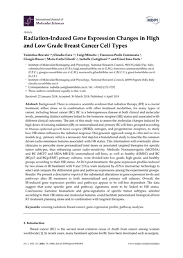 Radiation-Induced Gene Expression Changes in High and Low Grade Breast Cancer Cell Types