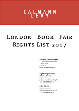 London Book Fair Rights List 2017