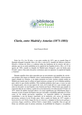 Clarín, Entre Madrid Y Asturias (1871-1883)