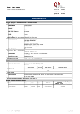 Strontium Carbonate Safety Data Sheet