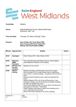 Committee Masters Venue Solihull Methodist Church, Blossomfield