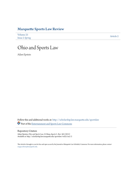 Ohio and Sports Law Adam Epstein