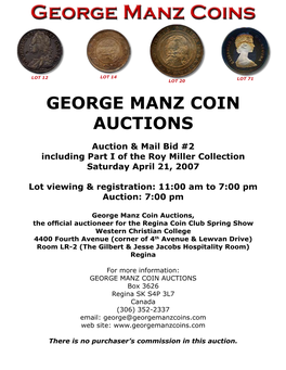 George Manz Coin Auctions