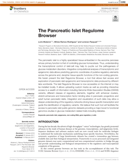 The Pancreatic Islet Regulome Browser